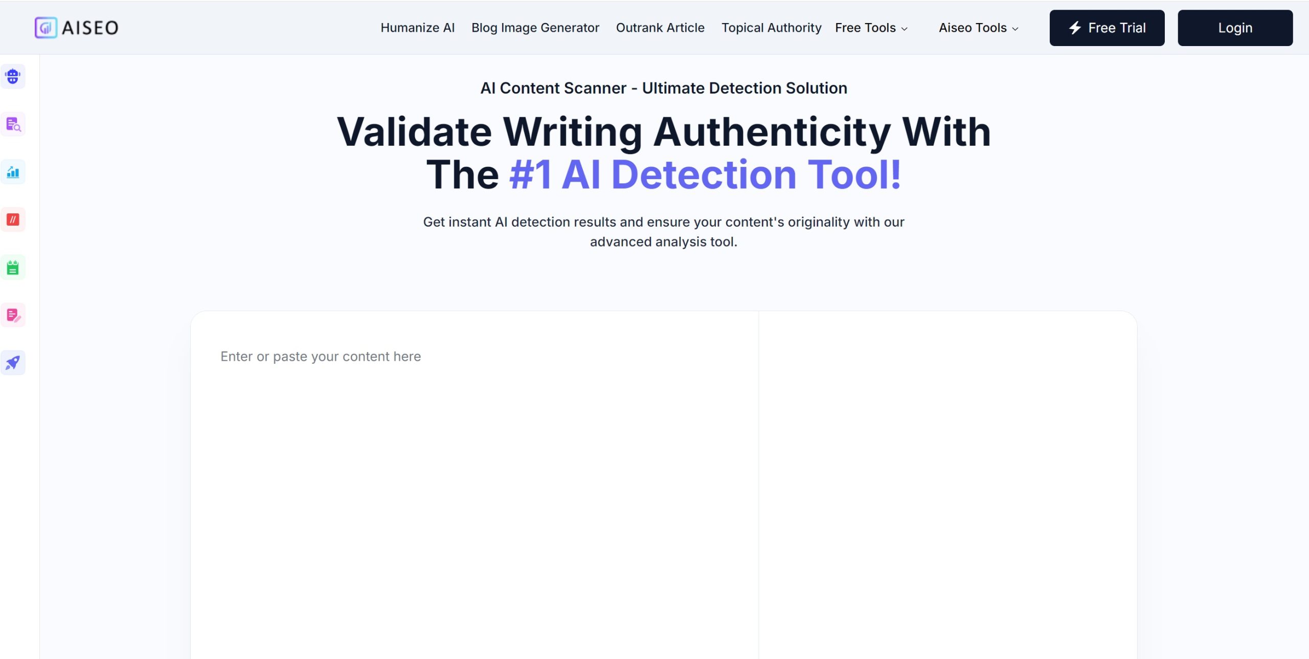 AlSEO AI Content Detector操作界面