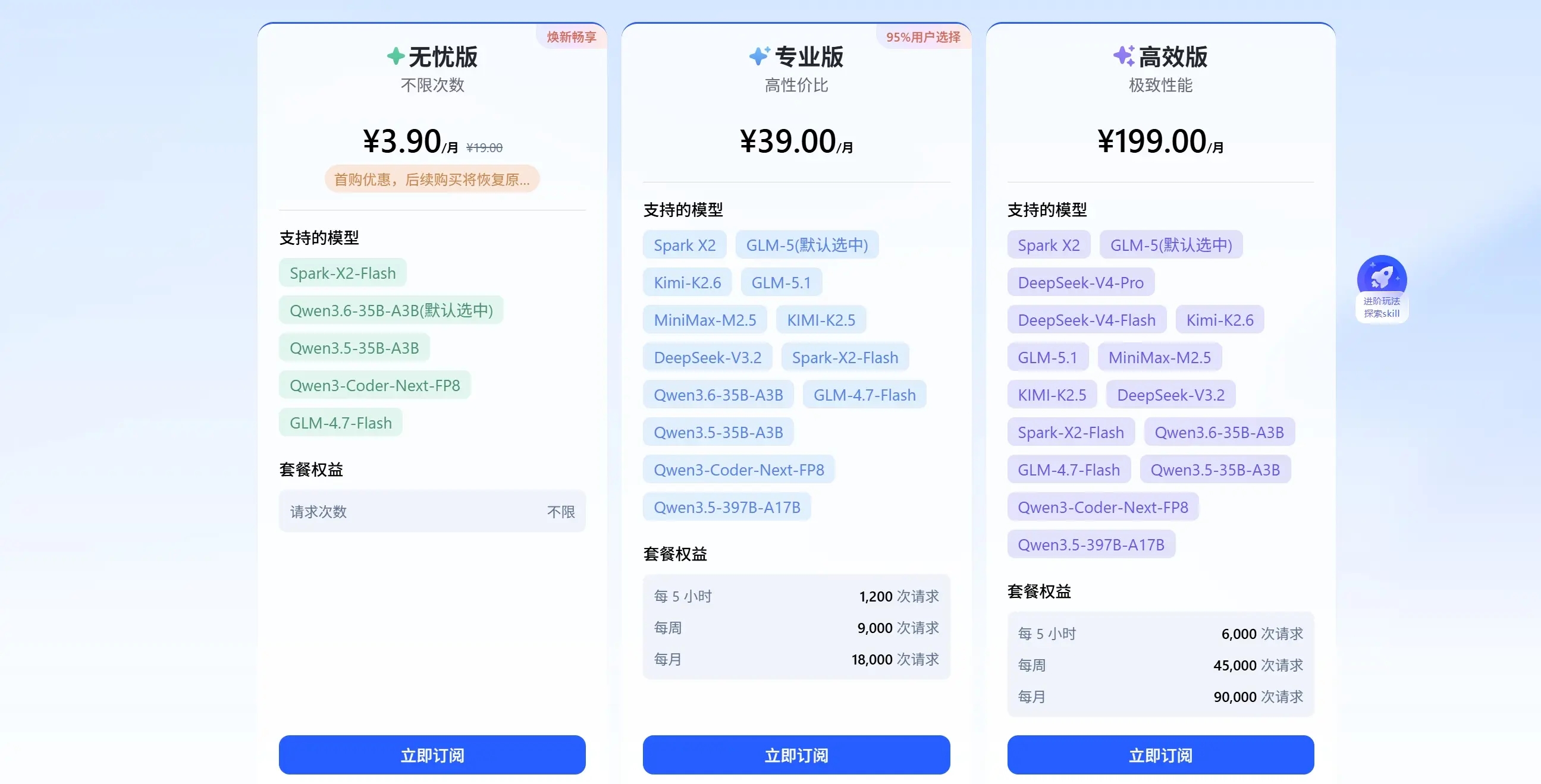 讯飞星辰MaaS价格套餐