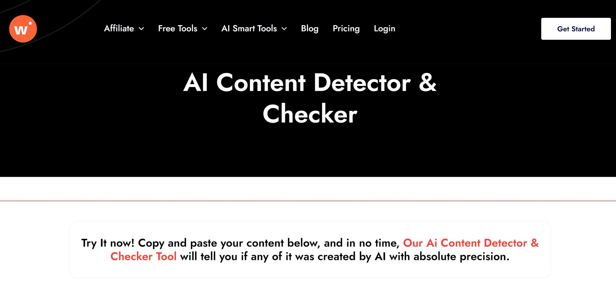 Writecream AI Content Detector检测界面