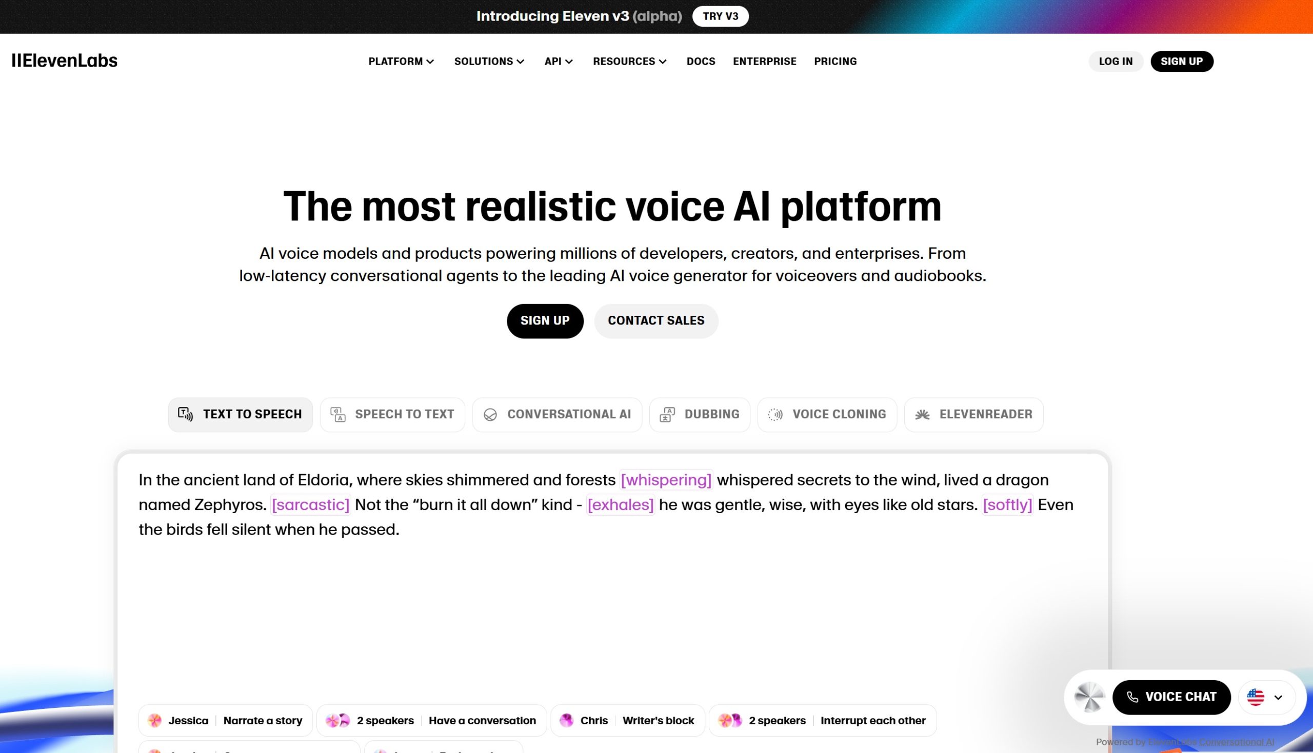 ElevenLabs AI语音工具界面截图